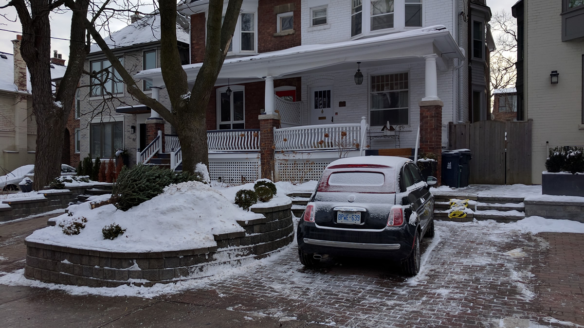 Snow blowing at a customer house in Lawrence Park