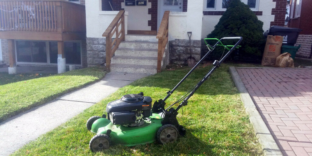 Weekly lawn mowing just north of the Annex